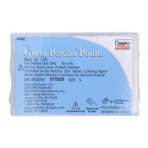 Hand Rolled Gutta Percha Points Large 6Vls/Bx
