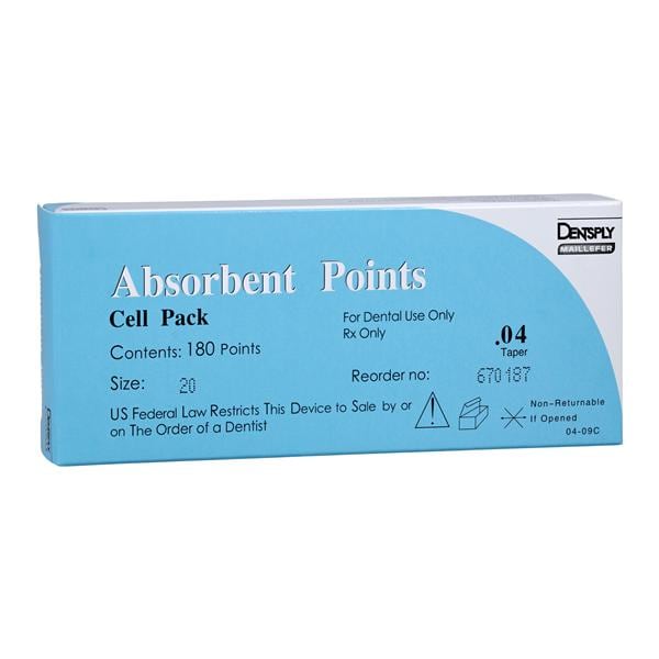 Absorbent Points Size 20 0.04 Yellow 180/Bx