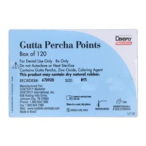 Hand Rolled Gutta Percha Points Size 15 White 6Vls/Bx