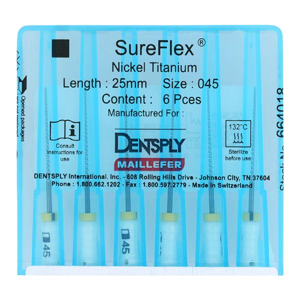 SureFlex Hand File 25 mm Size 45 Nickel Titanium White 6/Bx