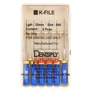 Hand K-File 25 mm Size 60 Stainless Steel Blue 6/Pk