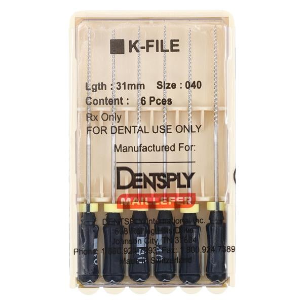 Hand K-File 31 mm Size 40 Stainless Steel Black 6/Pk