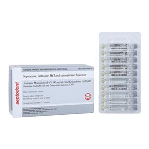 Septocaine Articaine HCl 4% Epinephrine 1:200,000 1.7 mL 50/Bx, 20 BX/CA