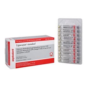 Lignospan Lidocaine HCl 2% Epinephrine 1:100,000 1.7 mL 50/Bx, 10 BX/CA