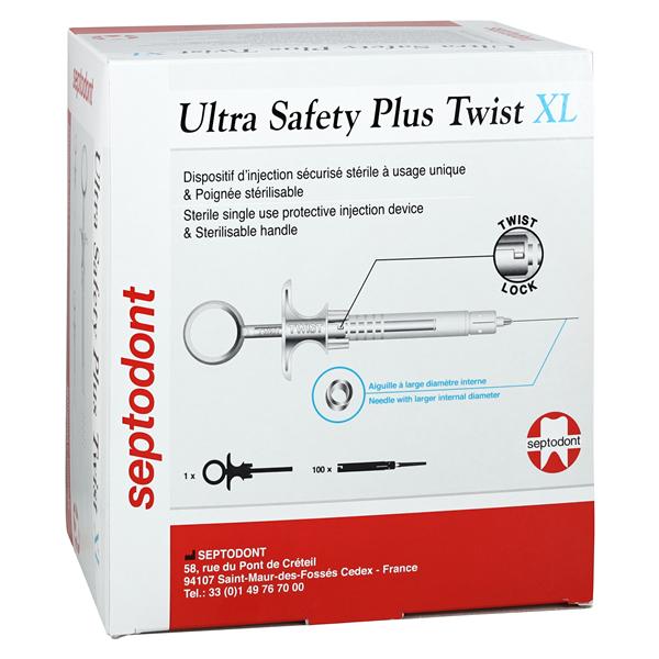 Ultra Safety Plus Twist XL Self Aspirating Syringe 27 Gauge Short Orange 100/Bx