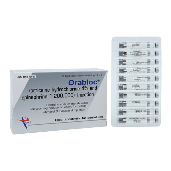 Orabloc Articaine HCl 4% Epinephrine 1:200,000 1.8 mL 50/Bx