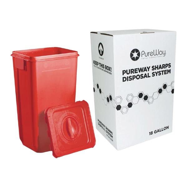 Mail Back Collection Bin 18gal Biohazard Labeling/Symbol Red Ea