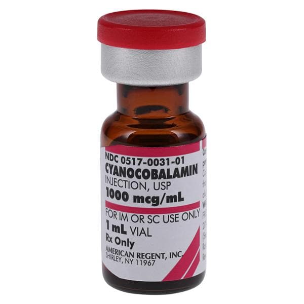 Cyanocobalamin B-12 Injection 1000mcg/mL SDV 1mL 25/Package