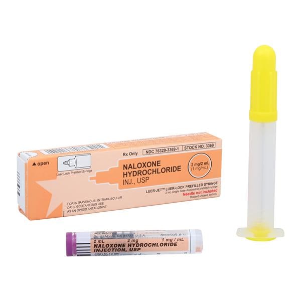 Naloxone HCl Injection 1mg/mL No Needle Prefilled Syringe 2mL/Ea