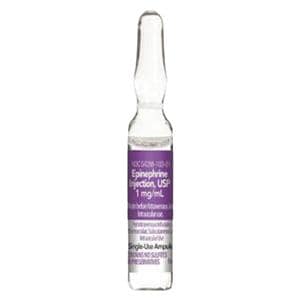 Epinephrine Injection 1mg/mL 1:1000 Ampule 1mL/Ea, 100 EA/CA