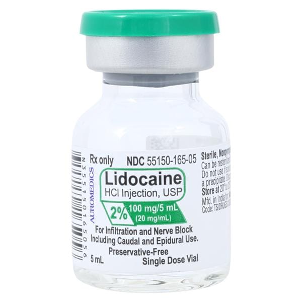 Lidocaine HCl Injection 2% Preservative Free SDV 5mL Each