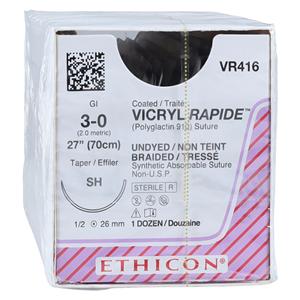 Vicryl Rapide Suture 3-0 27" Polyglactin 910 Braid SH Undyed 12/Bx