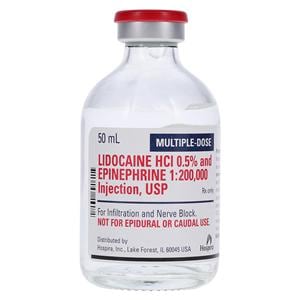 Lidocaine HCl w/Epinephrine Injection 0.5% 1:200m NR Fliptop Vial MDV 50mL Each