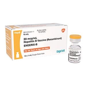 Engerix-B Hepatitis B Adult Injectable 20mcg SDV 1mL 10/Pk