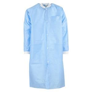 ValuMax Extra-Safe Protective Lab Coat 3 Layer SMS Medium Medical Blue 10/Pk, 5 PK/CA