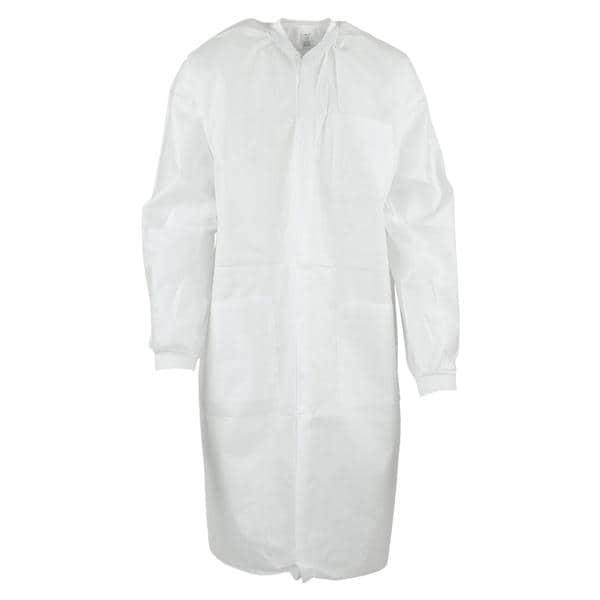 ValuMax Extra-Safe Protective Lab Coat 3 Layer SMS Large White 10/Pk, 10 PK/CA