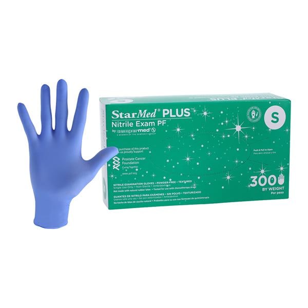 StarMed Plus Nitrile Exam Gloves Small Purple Non-Sterile, 10 BX/CA