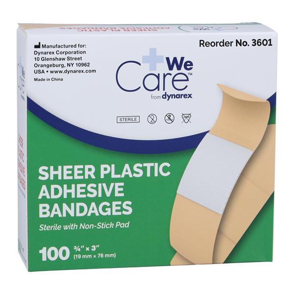 Strip Bandage Plastic 3/4x3" Sheer Sterile 100/Bx