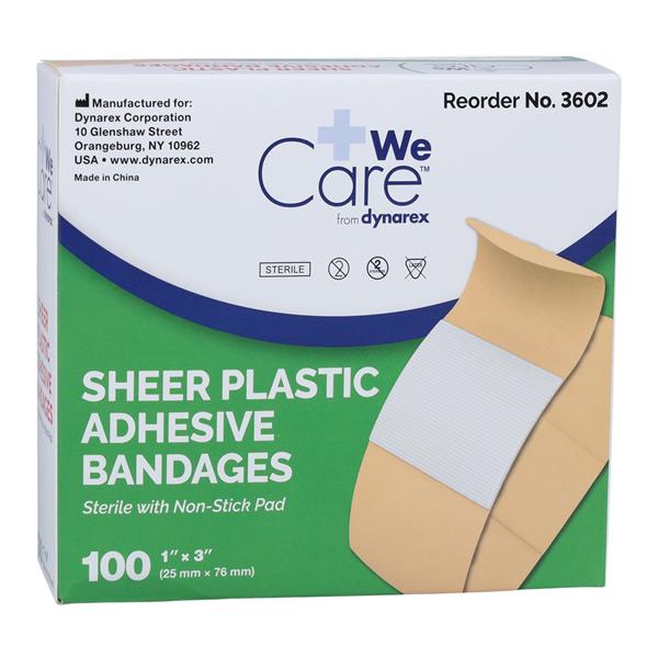 Strip Bandage Plastic 1x3" Sheer Sterile 100/Bx, 24 BX/CA