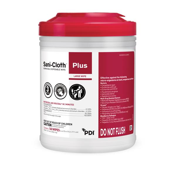 Sani-Cloth Plus Germicidal Cloth Large Canister 160/Cn, 12 CN/CA