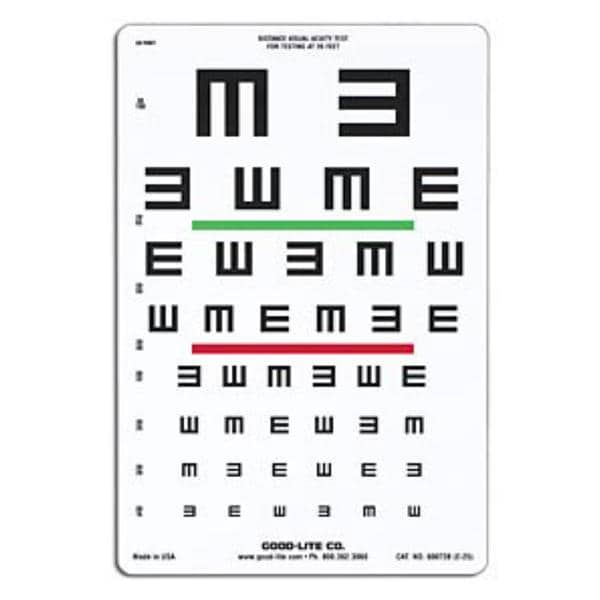 Visual Acuity Chart 20' Testing Distance EA