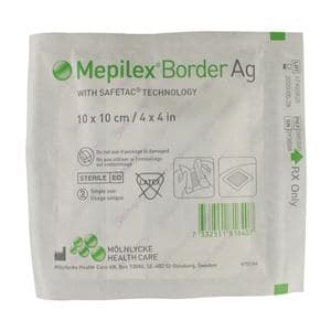 Mepilex Border Ag Foam Dressing 4x4" Adhesive Adherent LF