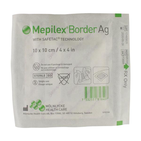 Mepilex Border Ag Foam Dressing 4x4" Adhesive Adherent LF