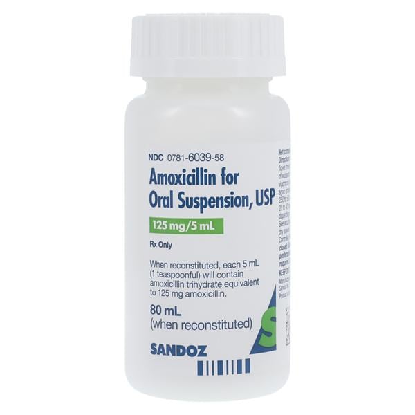 Amoxicillin Oral Suspension 125mg/5mL Fruity Bottle 80mL