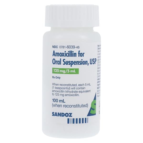 Amoxicillin Oral Suspension 125mg/5mL Fruity Bottle 100mL