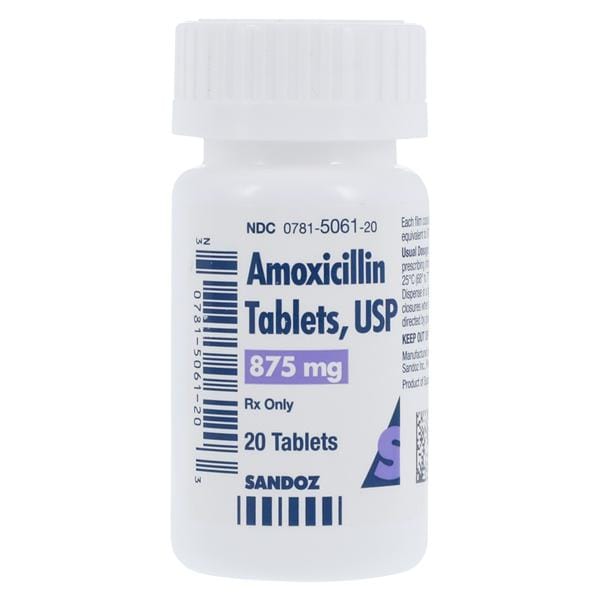 Amoxicillin Tablets 875mg Bottle 20/Bottle