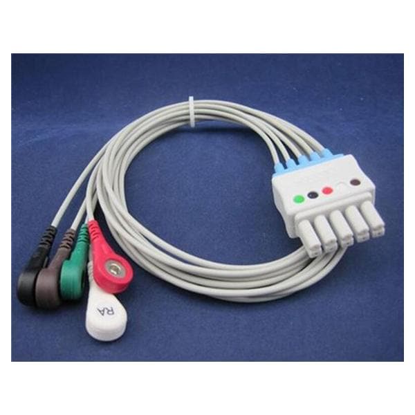 ECG Leadwire Adult/Pediatric New Snap End 5 Lead Ea