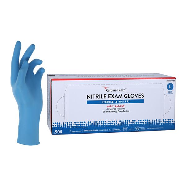 Flexam Nitrile Exam Gloves Large Blue Sterile, 5 BX/CA