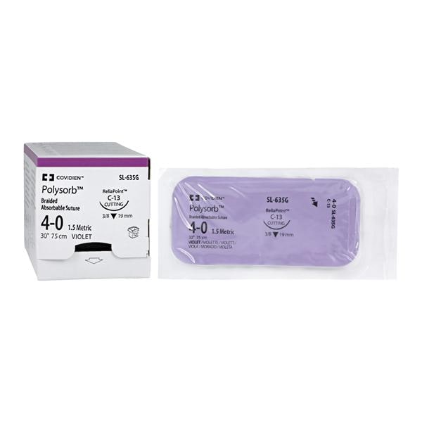 Polysorb Suture 4-0 30" Polyester Braid C-13 Violet 12/Ca