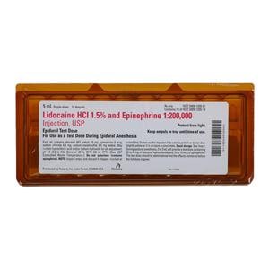 Lidocaine HCl Epinephrine Injection 1.5% 1:200,000 PF Ampule 5mL 10/Bx