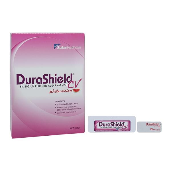 DuraShield CV Fluoride Varnish Bulk Pack 5% NaF 0.4 mL Watermelon Clear 200/Bx