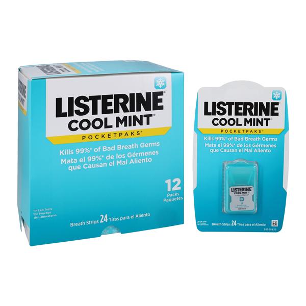 Listerine PocketPaks Strips Cool Mint 24 Strips/Pak 12/Bx, 6 BX/CA