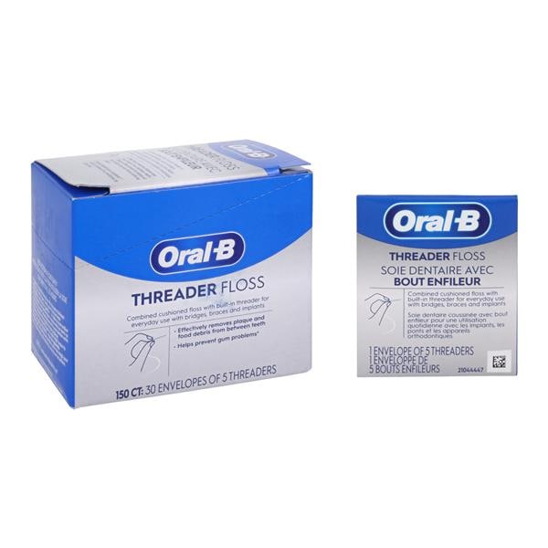 Oral B Floss Threader 30 Envelopes of 5 Threaders 150/Bx