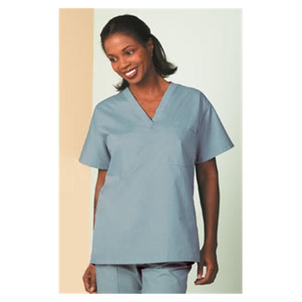 Scrub Shirt 1 Pocket Set-In Short Sleeves 4X Large Misty Green Unisex Ea