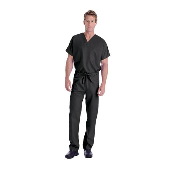 Scrub Shirt V-Neck 1 Pocket Short Sleeves 3X Large Black Unisex Ea