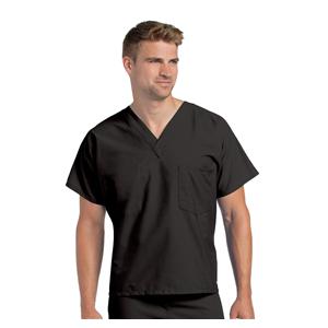 Scrub Shirt V-Neck 1 Pocket Short Sleeves X-Large Black Unisex Ea