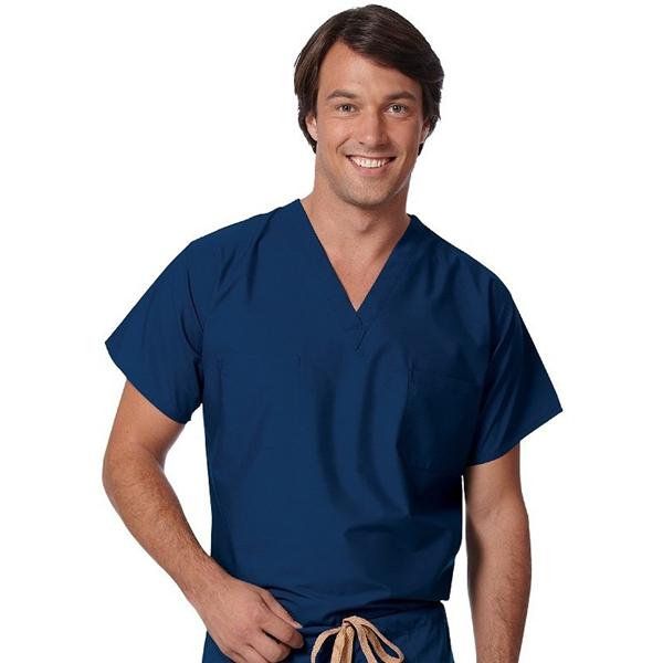 Fashion Seal Scrub Shirt 1 Pocket Set-In Sleeves Medium Navy Unisex Ea