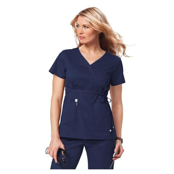 Scrub Shirt 2 Pockets Short Sleeves Medium Navy Womens Ea