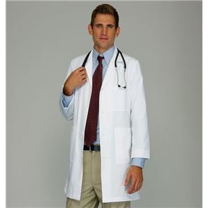 META Lab Coat 6 Pockets Long Sleeves 38 in Large White Mens Ea