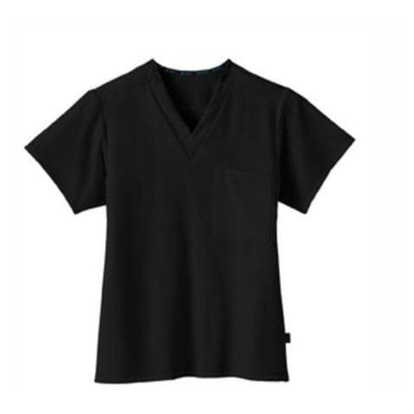 Jockey Scrub Shirt V-Neck 1 Pocket Short Sleeves Large Black Unisex Ea