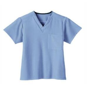 Jockey Scrub Shirt V-Neck 1 Pocket Short Sleeves Large Ceil Blue Unisex Ea