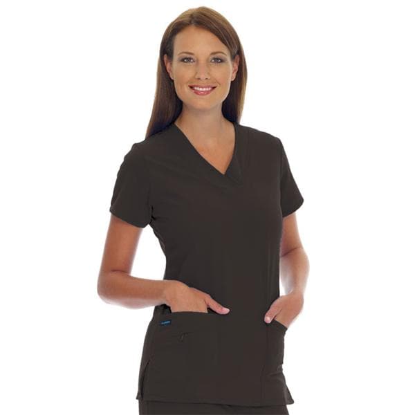 Jockey Scrub Shirt V-Neck 3 Pockets Short Sleeves Small Black Womens Ea