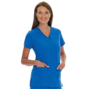 Jockey Scrub Shirt V-Neck 3 Pockets Short Sleeves Large Royal Blue Womens Ea