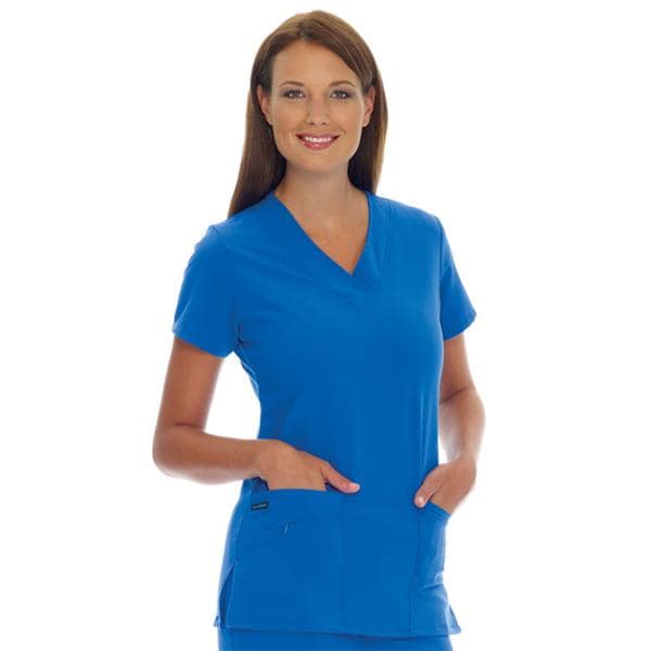 Jockey Scrub Shirt V-Neck 3 Pockets Short Sleeves 3X Large Royal Blue Womens Ea