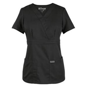 Greys Anatomy Scrub Shirt Mck Wrp Nck 3 Pkts Shrt Slvs 5X Large Blk Womens Ea