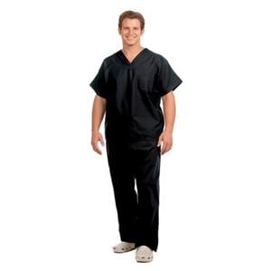 Fashion Seal Scrub Shirt V-Neck 1 Pocket Short Sleeves Medium Black Unisex Ea